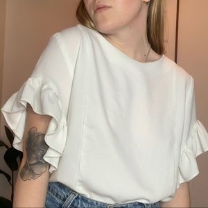 White Ruffle Blouse